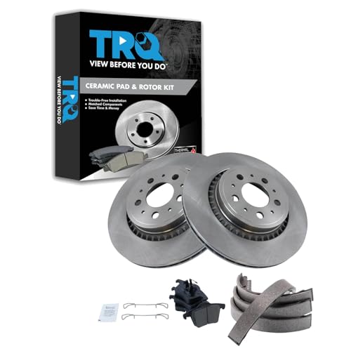 Image of TRQ Rear Brake Pad and Rotor Set Ceramic Compatible with 2008-2014 Volvo XC90