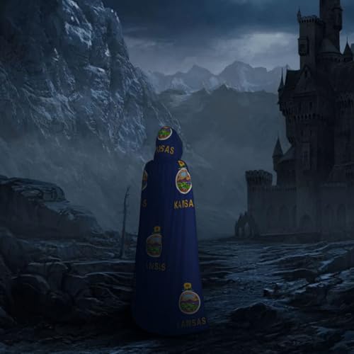 Cape à capuche drapeau du Kansas pour déguisement de magicien et vampire cosplay