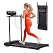 Electric Walking Pad with Handle Bar, 3.5HP Compact Walking Pads Treadmill with Handles, 0.6-10.0MPH Portable Small Treadmills for Home Office Apartment Small Spaces, 400LBS with Big Screen