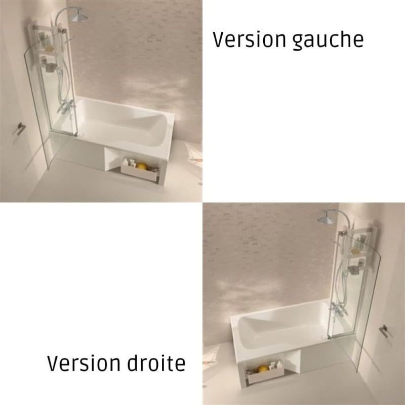 Baignoire bain douche JACOB DELAFON Malice, antidérapant, version Gauche 160x85cm, Blanc mat
