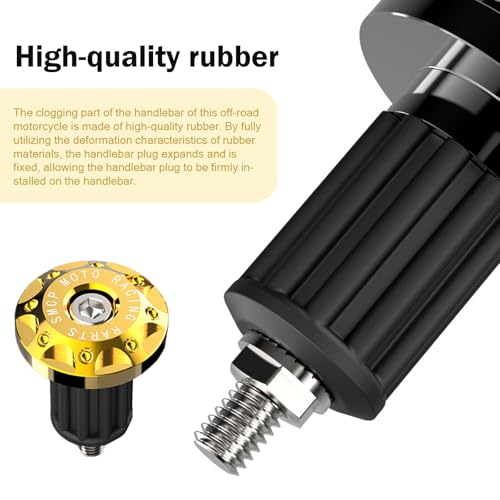 Image of 2 PCS Motorcycle Bar End Plug, Aluminum Alloy Handlebar Grip End Caps for Electric Car Scooters, Off-Road Motorcycles (Gold)