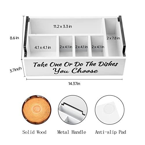 Paper Plate Organizer For Countertop, Silverware Caddy With 6 Compartments For Plates, Cups, Fork, Knives, Spoon And Napkins, Paper Plate And Utensil Holder Caddy For Party, Camping, Picnic (White) #TOP6