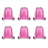 PLULON 6 Pcs Drawstring Bags Bulk Pink Drawstring Backpack String Backpack Cinch Sack Sport Gym Backpack Bags for Yoga Traveling Outdoor Sports