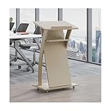 Podio de madera omic para profesores, atril de conferencias resistente al desgaste, excelente visibilidad, perfecto para presentaciones y hablar en público (beige)
