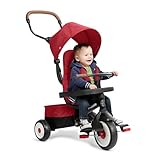Radio Flyer City 4-in-1 Stroll 'N Trike, Red, for Riders 1-5 Years Old, 4 Riding Modes, 3 Point Harness with Comfort Pad, Parent Controlled Steering, Rear Storage, Stroller Tricycle for Toddlers