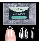 Extra Short Almond Nail Tips, 216pcs Acrylic Fake Nails Soft Gel Nail Tips, Full Cover Pre-Shaped...