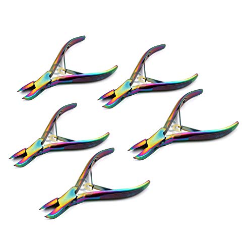 G.S Set of 5 Multi Titanium Color Rainbow Professional TOENAIL