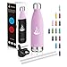 Baomay Botella Agua Acero Inoxidable Termo con Pajita 500ml - Doble Aislamiento Frascos Termica para Niños, Bici Deporte, Gimnasio, Oficina | Reutilizable Botella Térmicos Frio Sin BPA (Rosa Claro)