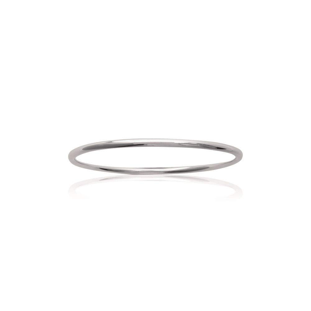 Bracciale diametro 6,6 cm a cerchio pieno in argento massiccio 925 rodiato, Taglia unica, Argento sterling