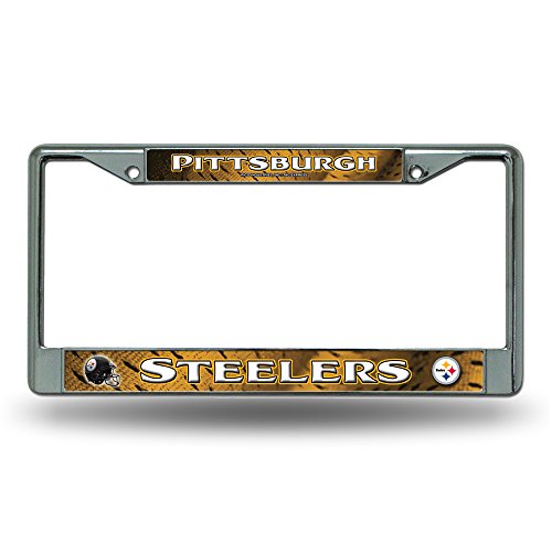 Rico Industries NFL Pittsburgh Steelers Standard Chrome License Plate Frame , 6 x 12.25