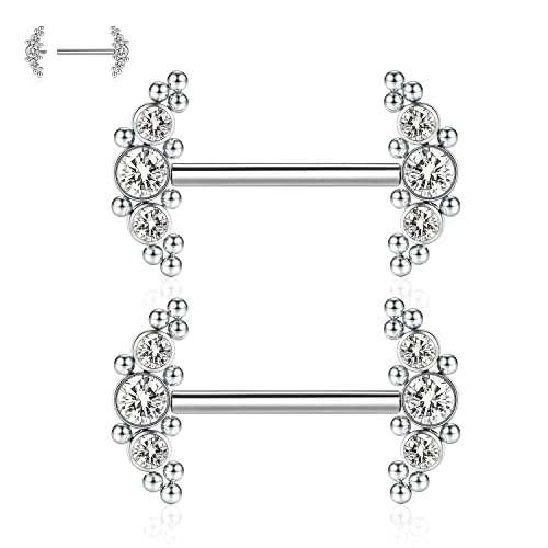 GAGABODY 14G Titanium Nipple Rings - Internally Threaded Silver Barbell