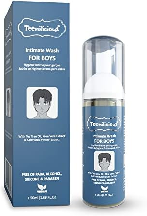 Teenilicious Intimate Wash for Men | Hygiene Wash with Aloe Vera, Tea Tree Oil | Anti Itch & Anti Odour | Antibacterial & Antifungal | Free from Alcohol, Silicones, Paraben & Sulphates - 50ml