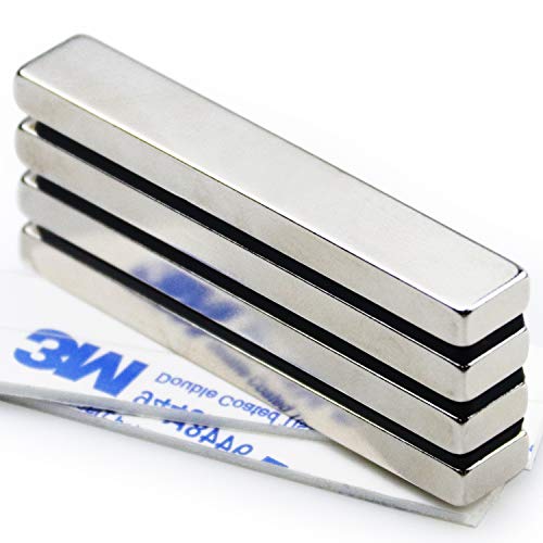 Four Piece DIYMAG Super Strong Rectangular Block Neodymium Magnets, DIY, Building, Scientific, Craft, and Office NdFeB Permanent Neodymium Magnets - 60 x 10 x 5 mm
