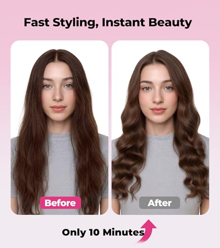 Image of Farery Bubble Curling Wand for Long Hair - 32mm Ceramic Coated Springless Barrel for Defined Spiral Curls & Waves, Smooth Shine, Includes Heat Resistant Glove, 5 Temp Settings, Dual Voltage