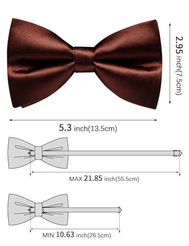 Image of Solid Color Bow Ties for Men Silk Pre-tied Tuxedo Bowtie Set 4PCS