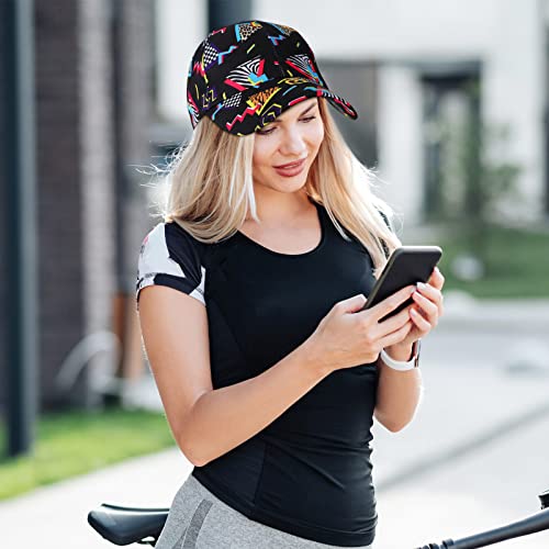 Yahenda 2 Pcs 80S 90S Retro Baseball Caps 3D Print Hats 80S Vintage Hat Men Women Adjustable Neon Cap For Beach Disco Party (Black, Green) #TOP4