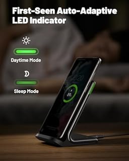 INIU Wireless Charger 2-Pack, 15W Fast Wireless Charger Stand with Sleep-friendly Adaptive Light Compatible with iPhone 17 16 15 14 13 12 Pro Max Samsung Galaxy S23 S22 S21 Google etc