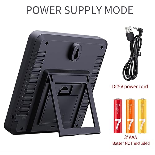 اكسيفور ميزان حرارة / رطوبة داخلي، ساعة ميزان حرارة رقمي دقيق، منبه ملون للتذكير، مع راحة، الحد الاقصى/الحد الأدنى، ساعة منبه، اسبوع التقويم، لغرفة النوم، الحضانة، الخ، رمادي