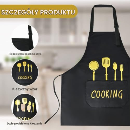 Vicloon Fartuch kuchenny, regulowany wodoodporny fartuch szefa kuchni, z 2 dużymi kieszeniami dla kobiet, mężczyzn, do kuchni, ogrodnictwa, restauracji, grilla, kawiarni