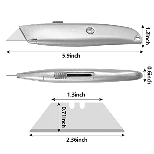 Image of DIYSELF 2 Pack Box Cutter Knives, All-Metal Retractable Utility Knives | Durable Box Cutters for Cardboard, Cartons, Vinyl and Carpet; PVC Pipe Cutter for Warehouse, Garage and Daily Work