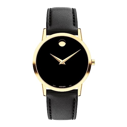 Image of Movado Museum Classic Swiss Qtz Black Dial Women's Watch Calfskin Material|Black Color Band - 0607584
