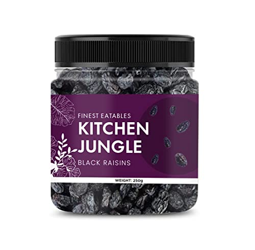 Image of Kitchen Jungle Seedless Dry Black Raisins 250 Gm Jar Kali Dakh Draksh Jumbo
