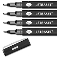 Letraset Fine Line Drawing Pen Complete Set (0.1, 0.3, 0.5, 0.7) - 4 Pens