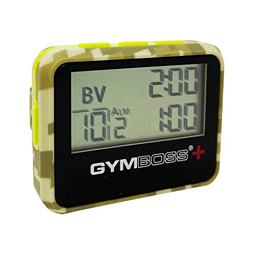 Gymboss Plus Intervall-Timer und Stoppuhr - GRÜN Tarnfarben/GELB SOFTBESCHICHTUNG