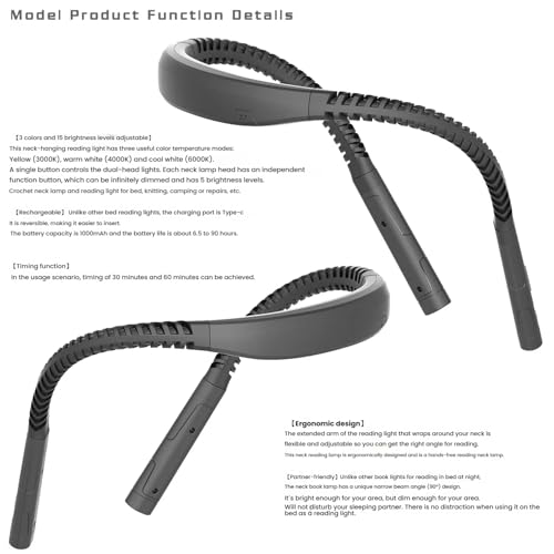 Lámpara de lectura para el cuello para evitar fatiga visual en la cama 4