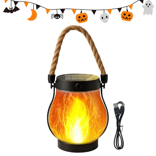 Farolillos solares | Impermeables al aire libre – – Llama parpadeante USB linterna de carga para balcón jardín patio patio decoración Halloween camping decoración