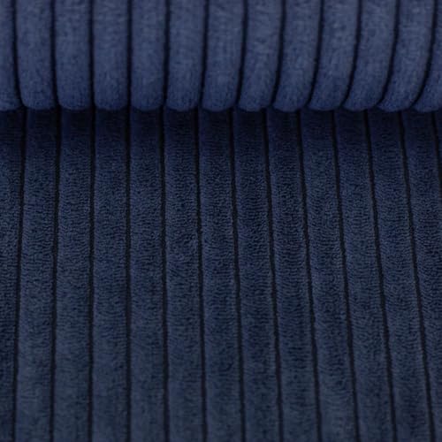 Polsterstoff Möbelstoff Cord-Samt Taschenstoff WANJA | grob gerippt | Abriebfestigkeit >90.000 Zyklen | 17 Farben (dunkelblau)