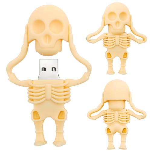 Memoria USB de 64GB en Forma de Esqueleto de Dibujos Animados, Pendrive Unidad Flash USB Memory Stick Regalos, Amarillo