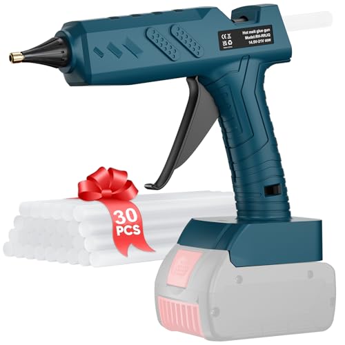 Pistolet à colle chaude sans fil à batterie pour batterie Bosch 18V pistolet à colle thermofusible, idéal pour les réparations, le bricolage, le DIY, la maison avec bâtonnets de 30 x 11mm (sans
