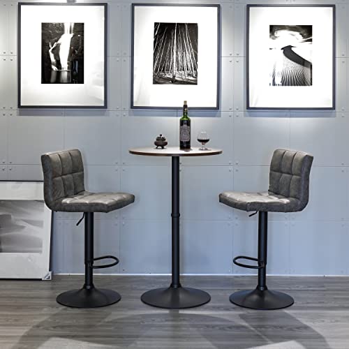 Finnhomy 23.6Inches Round Cocktail Bar Table With Metal Base, Tall Bistro Pub Table, Counter Bar Height Table For Kitchen, Dining Room, Living Room, Easy Assembly, Rustic Brown #TOP4