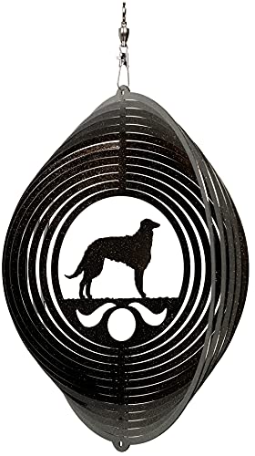 SWEN Products Borzoi Circle Swirly Metal Wind Spinner