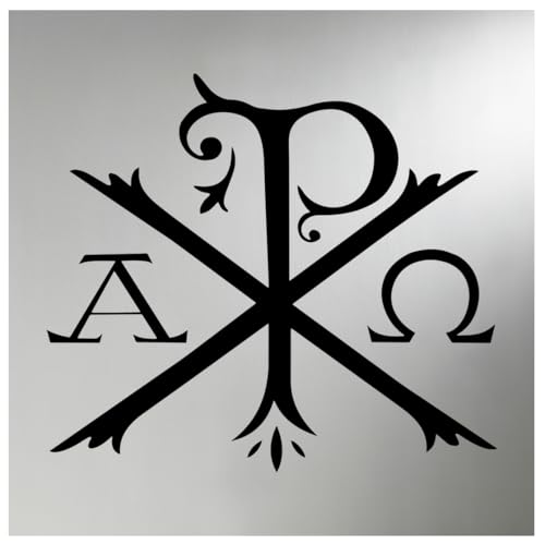 Chi Rho Alpha Omega Christian Symbol Decal Vinyl Sticker for Car Laptop Bible Church Wall Cross Art Religious Gift Catholic Orthodox Jesus Decor 7 x 6.3 Inches