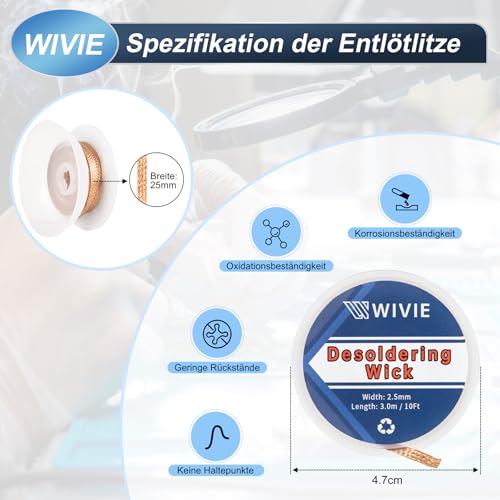 Miniatura 4 de Wivie Flujo De Pasta De Soldadura Sin Plomo 2 Paquetes Y Alambre De Desoldar De 2,5 Mm, Alambre De Desoldar De Cobre Puro Para Eliminación De Soldadura 1 Unidad
