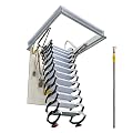TECHTONGDA 12 Steps Attic Ceiling Ladder 9.84ft Black and White Folding Loft Stairs, Pull Down Ceiling Ladder Carbon Steel Attic Loft Ladder, Open Size 27.56×39.37in
