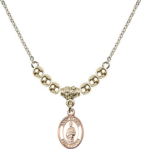 Bonyak Jewelry 18 Inch Hamilton Gold Plated Necklace w/ 4mm Gold Filled Beads and Saint Eligius