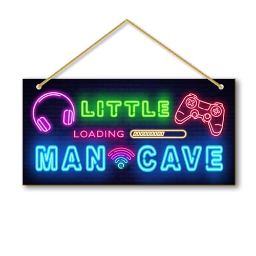 Little Man Cave, Boys Gaming Room Decor Wooden Door Sign