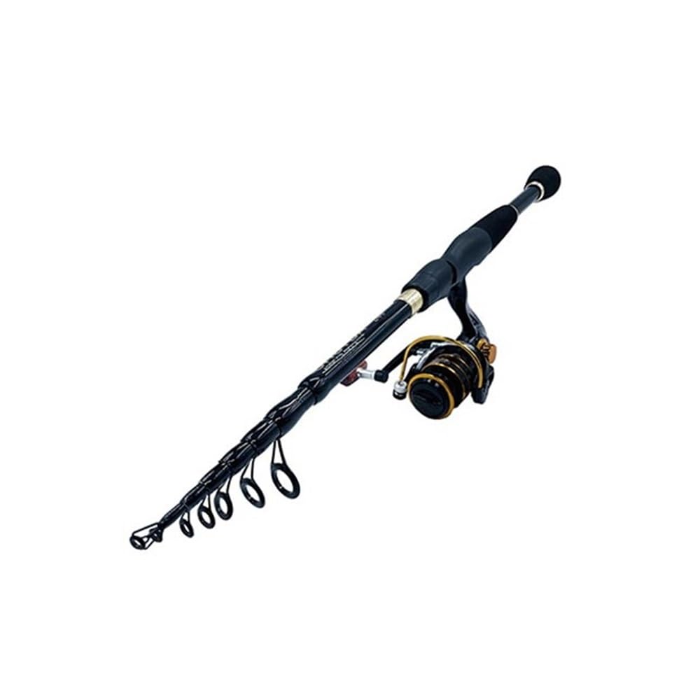 Wędki Wędka teleskopowa 1,8-2,4 m z przynętą i kołowrotkiem o przełożeniu 5,2:1 High Speed ​​Reel Fishing Tackle Wędka teleskopowa(Black rod with reel,1.8m)
