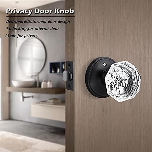Gobrico Crystal Door Knobs In Black 5 Pack Octagonal Diamond Doorknobs For Bed Bath Clear Glass Privacy Interior Door Locks Handles With Classic Round Rosette #TOP2