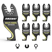 AMZWEI 6PCS Hook Knife Oscillating Multi Tool Blade, Triped-Edge Push Pull Scraper Saw Blades for Roofing Shingles, PVC Floor Carpet, Cardboard Cutting, Compatible with Dewalt Milwaukee Craftsman
