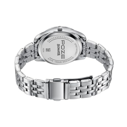 Image of Sonata Poze 7 Analog Pink Dial Silver Sheet Metal Strap Watch for Women - SP80146SM01W