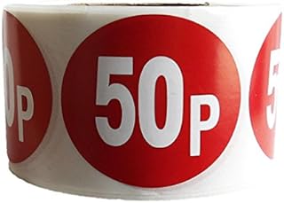 500x RED Sign 50p SELF Adhesive Stickers Sticky Labels Swing Labels for Retail Price Display