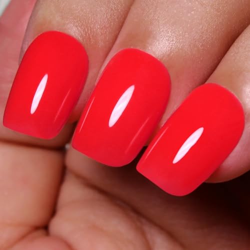 Ozzeal Vernis Semi Permanent Néon, 15ml Néon Rouge Gel Nail Polish Art Démarrage Manucure Vernis À Ongles Gels Printemps Eté Vernis Gel UV DIY Nail Art Kit De Démarrage