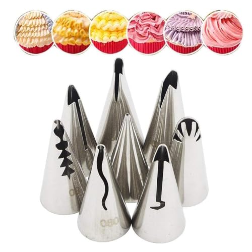 WishesMar 7 Piezas Volante Fruncido Boquillas de Acero Inoxidable Set para Pastelera - Boquillas de Pastelería para Crema de la Torta, Decoracion de Pasteles, Galletas, Cupcakes
