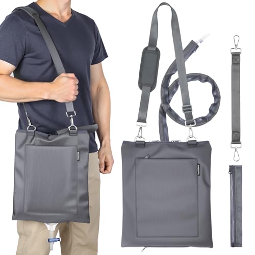 Hoomtree Urinary Drainage Bag Holder，Privacy Cover for Foley, Catheter or Urine Bags，Zipper Design，840D Oxford Waterproof & Leakproof for Urologists Users up to 2000ml -Gray