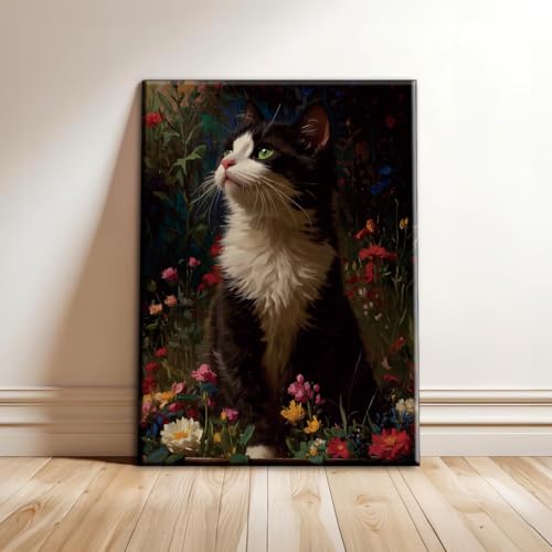 Impression d'art chat noir encadrée tableau chaton mignon pour chambre - 2