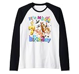 Happy 7 Year Old Cute Animals 7th Birthday Manche Raglan